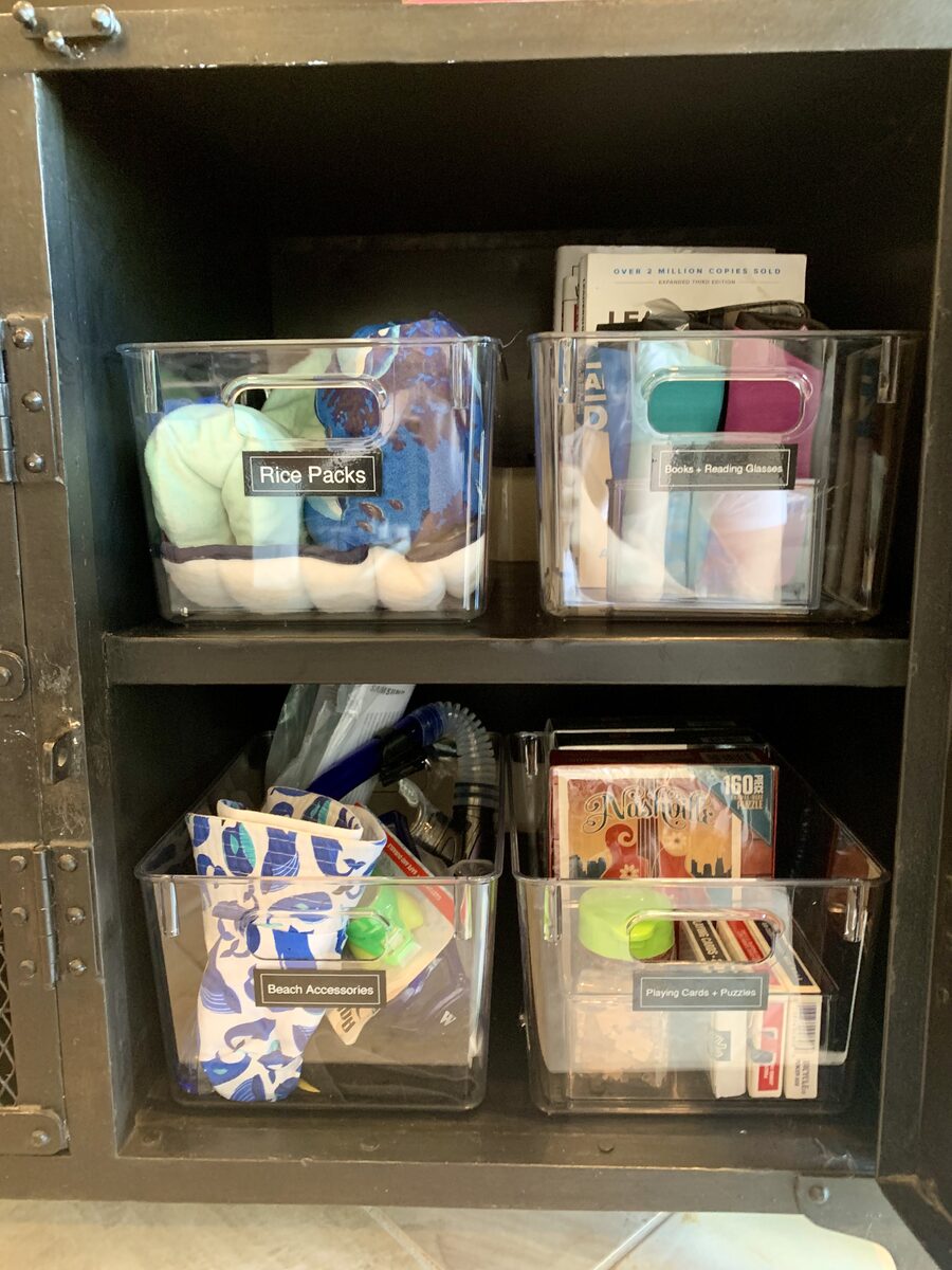 Bedside cabinet decluttered and arranged for easy nighttime access — Simply Spacial home organizer, Sarasota